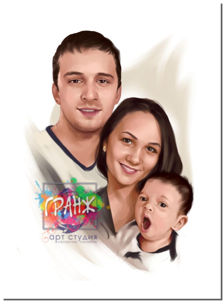 Семейный портрет по фото на холсте в Новороссийске — правильный подарок!